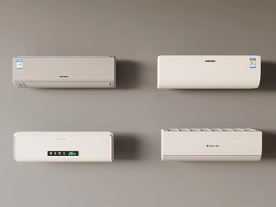 Modern Wall Mounted Air Conditioner Fans With Various Styles And White Silver Finishes 3d model