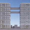 Modern Twin Office Towers With Connected Sky Bridge And Glass Facade Design