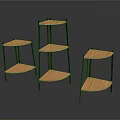 Modern Corner Shelves With Wooden Layers And Black Metal Frames For Home Storage Use