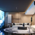 Modern Luxury Home Theater Interior With Large Projection Screen And Plush Sofas 3d model