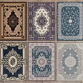 Square Rugs Featuring Various Traditional and Modern Patterns for Home Decor 3d model
