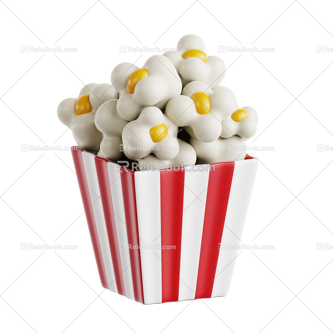 Modern Popcorn Cartoon Popcorn Food 3d model