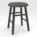 Modern Black Bar Stool With Round Padded Seat And Wooden Legs Design