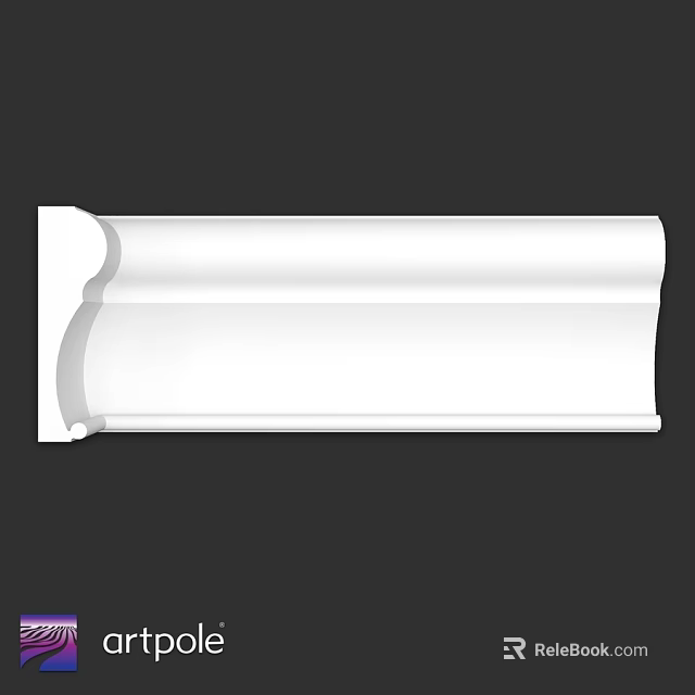Elegant White Decorative Molding Component With Curved Design For Wall Ceiling 3d model 