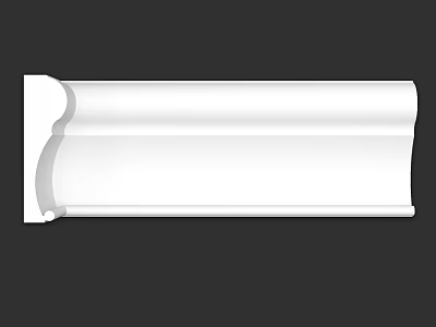Elegant White Decorative Molding Component With Curved Design For Wall Ceiling 3d model