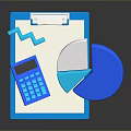 Useful Office Supplies Including Clipboard Calculator Pie Chart And Line Graph 3d model