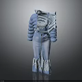 Blue Elegant Fashion Outfit With Puffy Sleeves Lace Inner Layer And Flared Button Pants