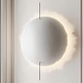 Golden Spherical Wall Light With Moon Surface Texture Mounted On White Wall 3d model
