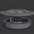 Sci Fi Inspired Circular Platform 3D Model With Marked Top And Base Structure