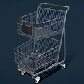 Commercial Retail Shopping Cart With Metal Frame Two Tier Design And Easy Mobility Wheels
