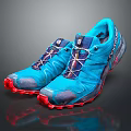 Salomon Blue Trail Running Shoes With Red Soles And Performance Design For Outdoor Sports