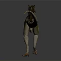 Reptile Dinosaur With Green Brown Skin Red Throat Standing On Gray Background Shadow And Reflection