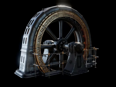 Large Industrial Gear Machinery Featuring Heavy Duty Metal Structure And Support Railing 3d model