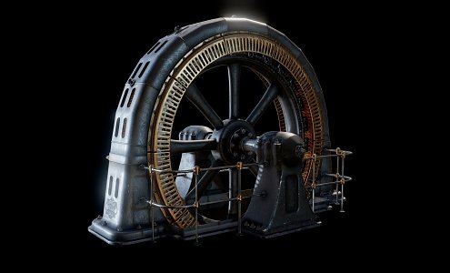 Modern generator wheel old generator wheel for steam engine power generation 3d model