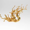 Golden Metallic Decorative Ornament Set With Artistic Sculptural Branch Design