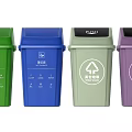 Public Facility Color Coded Sorted Trash Bins With Classification Labels 3d model