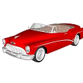 Red Vintage Convertible Car With Classic Chrome Grille And White Wall Tires