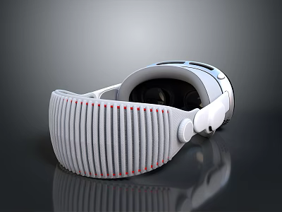 White VR Headset With Comfortable Striped Headband For Virtual Reality Experience 3d model