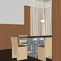 The marble dining table in the restaurant without main lamp 3d model