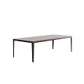 Modern Rectangular Dining Table With Light Wood Top And Black Metal Legs Minimalist Design 3d model