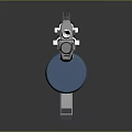 Modern Tactical Rifle With Silver Black Body Blue Drum Magazine And Sleek Grip Design
