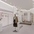 Modern White Exterior Clothing Store With Transparent Glass Window Mannequins And Fashion Clothing Displays