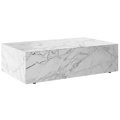 Modern White Marble Coffee Table With Sleek Rectangular Design And Veined Surface 3d model