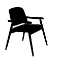 Modern Beige Upholstered Dining Chair With Black Armrests And Sleek Black Legs