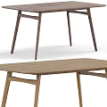 Modern Dining Table And Chair Set With Wooden Legs And Patterned Fabric Seats