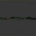 Garden Landscape Design With 3D Green Mountain Terrain And Blue Water Features