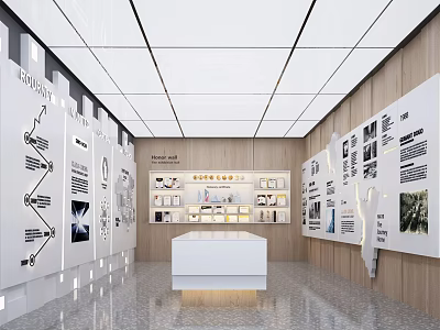 Exhibition Hall Interior With Display Boards White Exhibition Stand And Exhibits 3d model