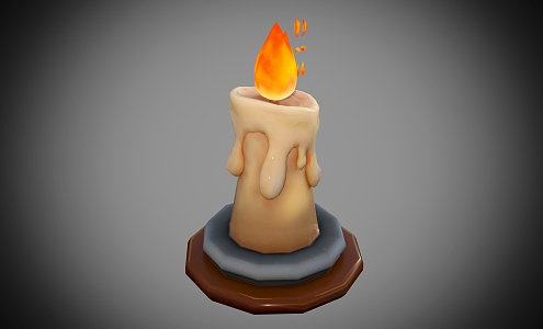 Cartoon Candle Low Poly Candle Style Candle Holder 3d model