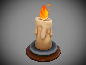 Cartoon Candle Low Poly Candle Style Candle Holder 3d model