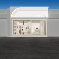 Minimalist Clothing Store Interior With White Column Clothing Racks Mirrors And Display Stand