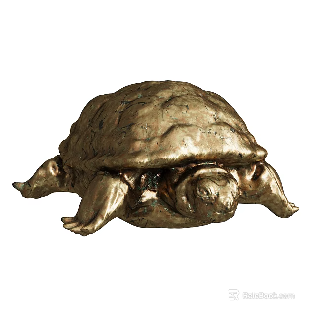 Elegant Golden Metal Turtle Sculpture Ornament Decor Set for Home Decorative 3d model 