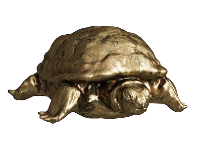 Elegant Golden Metal Turtle Sculpture Ornament Decor Set for Home Decorative 3d model