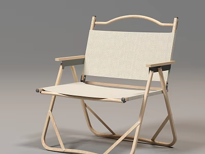 Foldable Wooden Frame Leisure Chair With Canvas Seat And Backrest For Outdoor Relaxation 3d model