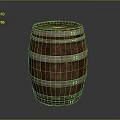 Vintage Wooden Barrel With Rustic Metal Hoops And Brown Wood Finish