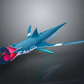 Game Movie Character Blue Shark Like Creature With Red Open Mouth Sharp Teeth And Fins