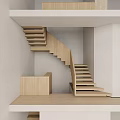 Modern Wooden Staircase With Sleek Steps And Light Wood Railing In Contemporary Interior Design