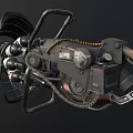 Mechanical Sci Fi Weapon Featuring Complex Industrial Design Metal Gears Pipes And Cables