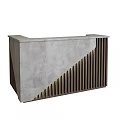 Modern Concrete Reception Desk With Geometric Design And Vertical Slat Details