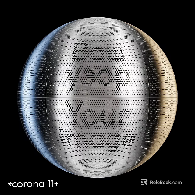 Metallic Sphere With Upload Your Image Text Design On Black Background 3d model 