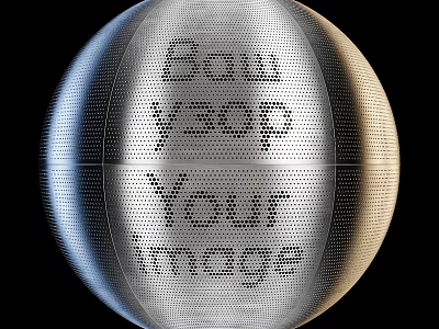 Metallic Sphere With Upload Your Image Text Design On Black Background 3d model