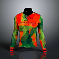 Vibrant Long Sleeve Cycling Jersey With Orange Green Red Geometric Patterns And Palatine Hill Cycling