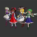 Anime Style Characters in Different Costumes With Weapons and Various Hairstyles