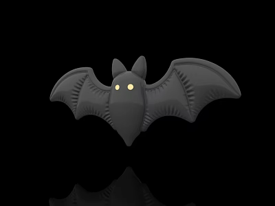 Gray Bat With Yellow Eyes And Spread Wings In 3D Model Design 3d model