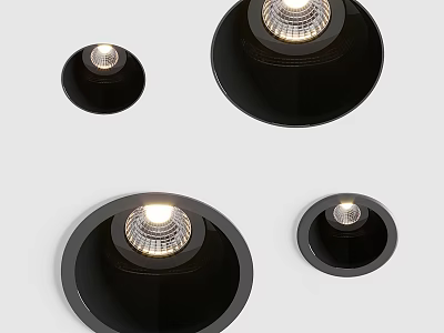 Black Downlights And Spotlights In Different Sizes For Modern Home Lighting 3d model