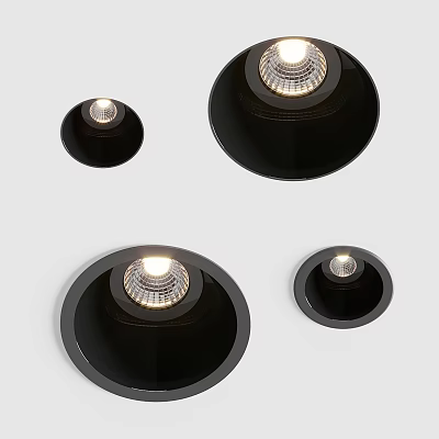 Black Downlights And Spotlights In Different Sizes For Modern Home Lighting 3d model