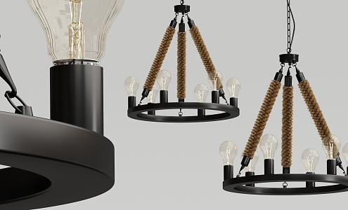 Industrial LOFT chandelier multi-head chandelier 3d model